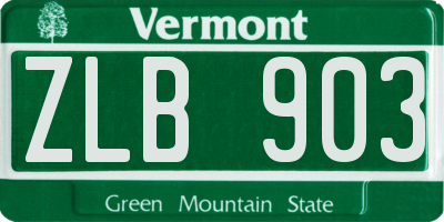 VT license plate ZLB903