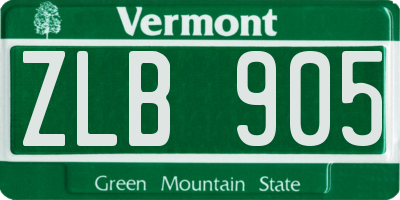 VT license plate ZLB905