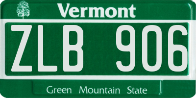 VT license plate ZLB906