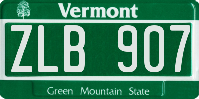 VT license plate ZLB907