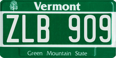 VT license plate ZLB909