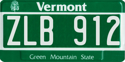 VT license plate ZLB912