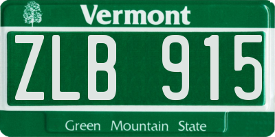 VT license plate ZLB915