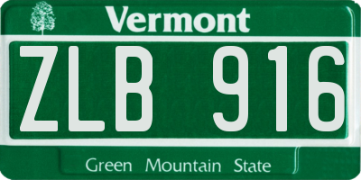 VT license plate ZLB916