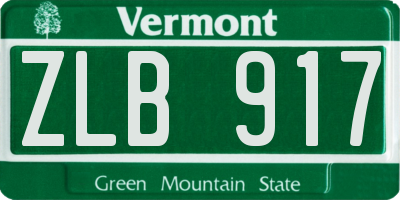 VT license plate ZLB917