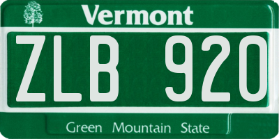 VT license plate ZLB920