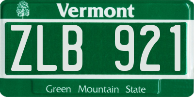 VT license plate ZLB921