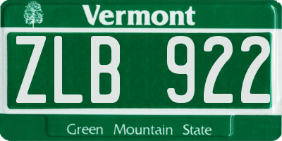 VT license plate ZLB922