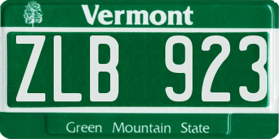 VT license plate ZLB923