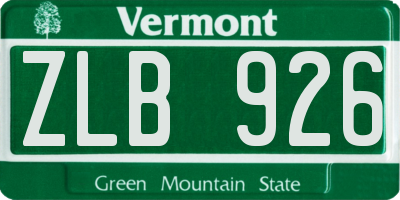 VT license plate ZLB926