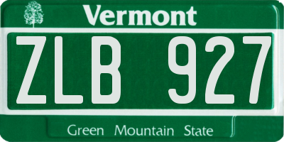 VT license plate ZLB927