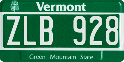 VT license plate ZLB928