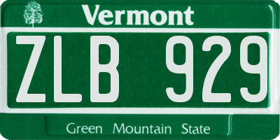 VT license plate ZLB929