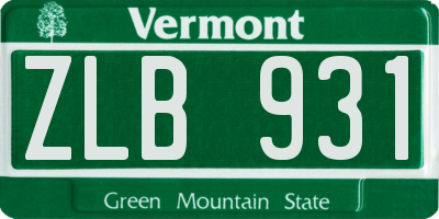 VT license plate ZLB931