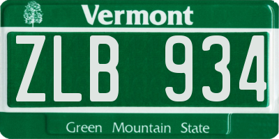 VT license plate ZLB934