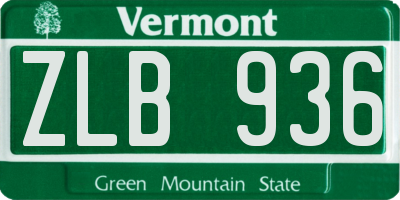 VT license plate ZLB936