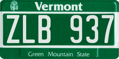 VT license plate ZLB937