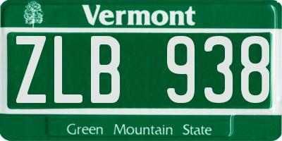 VT license plate ZLB938