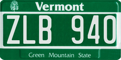 VT license plate ZLB940