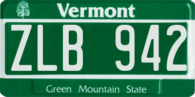 VT license plate ZLB942