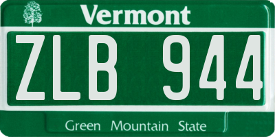 VT license plate ZLB944