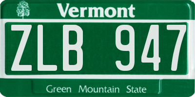 VT license plate ZLB947