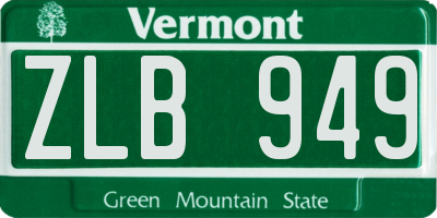 VT license plate ZLB949