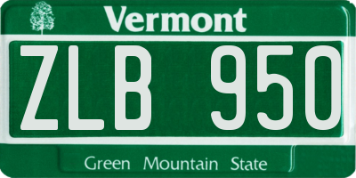 VT license plate ZLB950