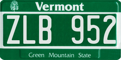 VT license plate ZLB952