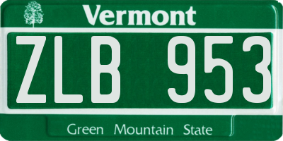 VT license plate ZLB953