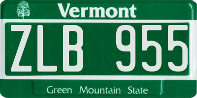 VT license plate ZLB955