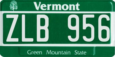 VT license plate ZLB956