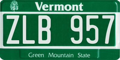 VT license plate ZLB957
