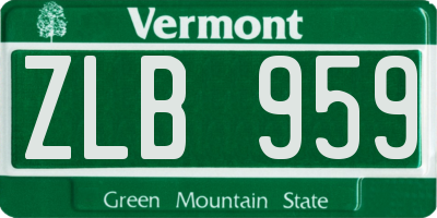 VT license plate ZLB959