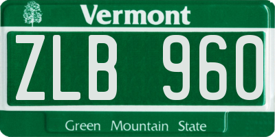 VT license plate ZLB960
