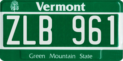 VT license plate ZLB961