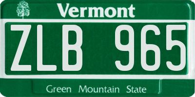 VT license plate ZLB965