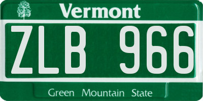 VT license plate ZLB966