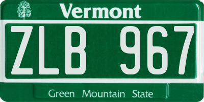 VT license plate ZLB967