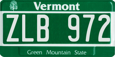 VT license plate ZLB972