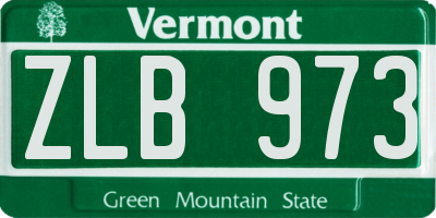 VT license plate ZLB973