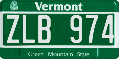 VT license plate ZLB974