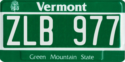 VT license plate ZLB977