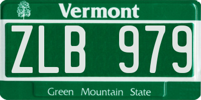 VT license plate ZLB979