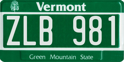 VT license plate ZLB981