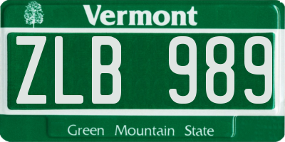 VT license plate ZLB989