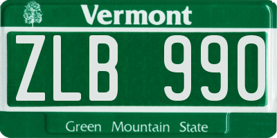 VT license plate ZLB990
