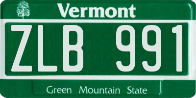 VT license plate ZLB991