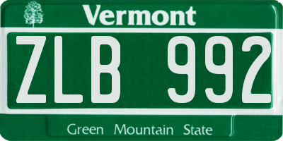 VT license plate ZLB992
