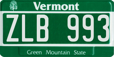 VT license plate ZLB993